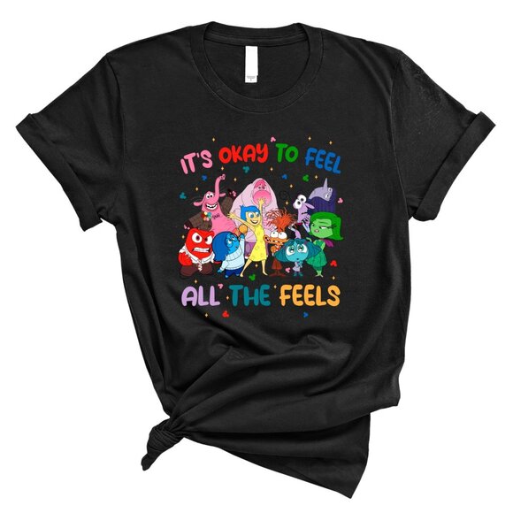 Inside Out Feel All The Feels Inclusion Therapy Graphic T-Shirt Speech Teacher - Picture 1 of 5